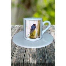 Kırlangıç Baskılı Türk Kahvesi Fincanı Tabaklı Kişiselleştirilebilir Model 2