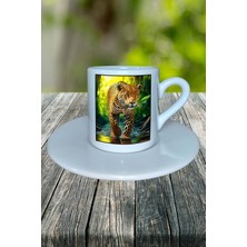 Panter Baskılı Türk Kahvesi Fincanı Tabaklı Kişiselleştirilebilir Model 1