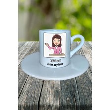 Eğitimci Meslek Baskılı Türk Kahvesi Fincanı Tabaklı Kişiye Özel Model 6