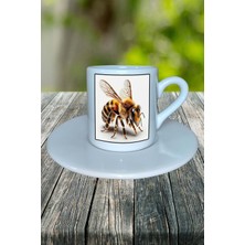 Arı Baskılı Türk Kahvesi Fincanı Tabaklı Kişiselleştirilebilir Model 5