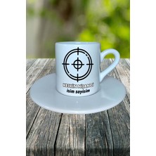 Keskin Nişancı Meslek Baskılı Türk Kahvesi Fincanı Tabaklı Kişiye Özel Model 2