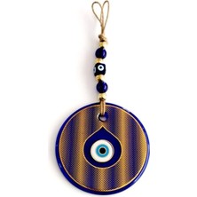 Altın Sarısı Yaldızlı Damla Göz Modelli Cam Duvar Süsü