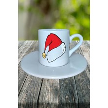 Yılbaşı  Noel Şapkası Baskılı Türk Kahvesi Fincanı Kişiye Özel Model 19