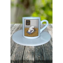 Namaz Baskılı Türk Kahvesi Fincanı Tabaklı Kişiye Özel Model 22