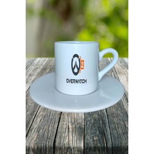 Overwatch Oyun Baskılı Türk Kahvesi Fincanı Tabaklı Kişiye Özel Model 5