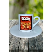 Doom Oyun Baskılı Türk Kahvesi Fincanı Tabaklı Kişiye Özel Model 5