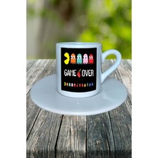 Pacman Oyun Baskılı Türk Kahvesi Fincanı Tabaklı Kişiye Özel Model 2