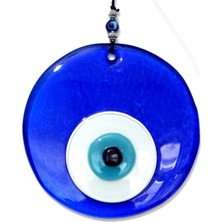 Şeffaf Mavi El Yapımı Cam Nazar Boncuğu Duvar Süsü Hediyelik Eşya