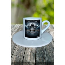 Diablo Oyun Baskılı Türk Kahvesi Fincanı Tabaklı Kişiye Özel Model 4