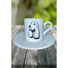 Cocker Spaniel Köpek Baskılı Türk Kahvesi Fincanı Tabaklı Kişiye Özel Model 6