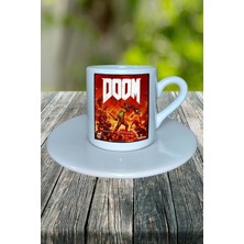 Doom Oyun Baskılı Türk Kahvesi Fincanı Tabaklı Kişiye Özel Model 3