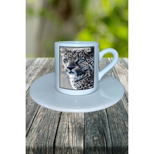 Leopar Baskılı Türk Kahvesi Fincanı Tabaklı Kişiselleştirilebilir Model 4