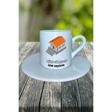 Müze Görevlisi Meslek Baskılı Türk Kahvesi Fincanı Tabaklı Kişiye Özel Model 2