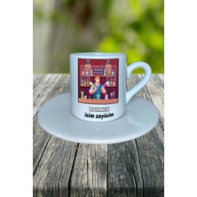 Barmen Meslek Baskılı Türk Kahvesi Fincanı Tabaklı Kişiye Özel Model 6