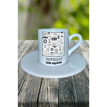 Bilgi Işlemci Meslek Baskılı Türk Kahvesi Fincanı Tabaklı Kişiye Özel Model 7