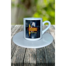 Castlevania Oyun Baskılı Türk Kahvesi Fincanı Tabaklı Kişiye Özel Model 2