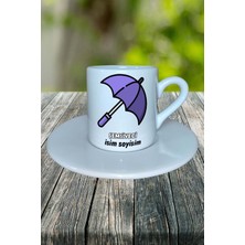 Şemsiyeci Meslek Baskılı Türk Kahvesi Fincanı Tabaklı Kişiye Özel Model 1