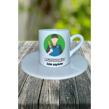 Agronomist Meslek Baskılı Türk Kahvesi Fincanı Tabaklı Kişiye Özel Model 1