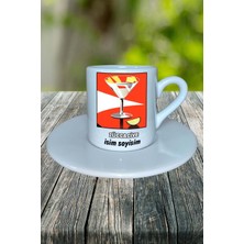 Züccaciye Meslek Baskılı Türk Kahvesi Fincanı Tabaklı Kişiye Özel Model 3