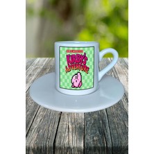 Kirbys Adventure Oyun Baskılı Türk Kahvesi Fincanı Tabaklı Kişiye Özel Model 1