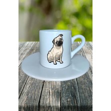 Pug Doberman Köpek Baskılı Türk Kahvesi Fincanı Tabaklı Kişiye Özel Model 10