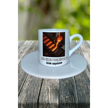 Isıl Işlem Teknisyeni Meslek Baskılı Türk Kahvesi Fincanı Tabaklı Kişiye Özel Model 1