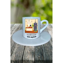 Pansiyoncu Meslek Baskılı Türk Kahvesi Fincanı Tabaklı Kişiye Özel Model 7