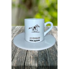 At Biniciliği Meslek Baskılı Türk Kahvesi Fincanı Tabaklı Kişiye Özel Model 6