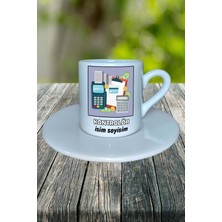 Kontrolör Meslek Baskılı Türk Kahvesi Fincanı Tabaklı Kişiye Özel Model 2