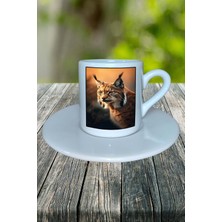 Leopar Baskılı Türk Kahvesi Fincanı Tabaklı Kişiselleştirilebilir Model 2