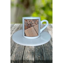 Kuran Baskılı Türk Kahvesi Fincanı Tabaklı Kişiye Özel Model 3