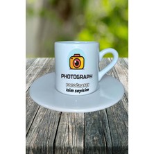 Fotoğrafçı Meslek Baskılı Türk Kahvesi Fincanı Tabaklı Kişiye Özel Model 6