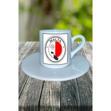 Malta Ülke Bayrağı Bayrak Baskılı Türk Kahvesi Fincanı Tabaklı Kişiye Özel Model 1