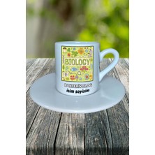 Bakteriyolog Meslek Baskılı Türk Kahvesi Fincanı Tabaklı Kişiye Özel Model 6