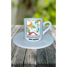 Güzellik Uzmanı Meslek Baskılı Türk Kahvesi Fincanı Tabaklı Kişiye Özel Model 7