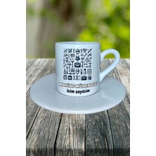 Makine Mühendisi Meslek Baskılı Türk Kahvesi Fincanı Tabaklı Kişiye Özel Model 1