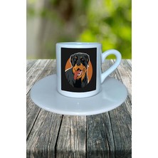 Rottweiler Köpek Baskılı Türk Kahvesi Fincanı Tabaklı Kişiye Özel Model 3