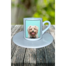 Yorkshire Terrier Köpek Baskılı Türk Kahvesi Fincanı Tabaklı Kişiye Özel Model 3