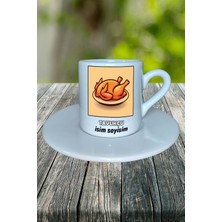 Tavukçu Meslek Baskılı Türk Kahvesi Fincanı Tabaklı Kişiye Özel Model 4