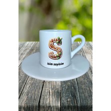 S Harfi Kurabiye Noel Yeniyıl Isimli Baskılı Türk Kahvesi Fincanı Kişiye Özel Model 21