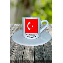 Belediye Başkanı Meslek Baskılı Türk Kahvesi Fincanı Tabaklı Kişiye Özel Model 2