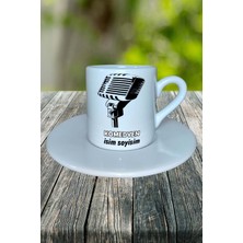 Komedyen Meslek Baskılı Türk Kahvesi Fincanı Tabaklı Kişiye Özel Model 3