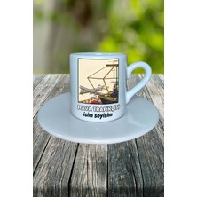 Hava Trafikçisi Meslek Baskılı Türk Kahvesi Fincanı Tabaklı Kişiye Özel Model 2