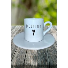 Destiny Oyun Baskılı Türk Kahvesi Fincanı Tabaklı Kişiye Özel Model 1