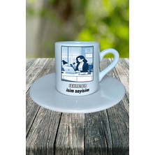 Sekreter Meslek Baskılı Türk Kahvesi Fincanı Tabaklı Kişiye Özel Model 6