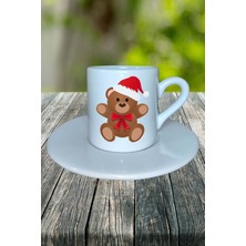 Yılbaşı Ayıcık  Baskılı Türk Kahvesi Fincanı Kişiye Özel Model 2