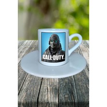 Call Of Duty Oyun Baskılı Türk Kahvesi Fincanı Tabaklı Kişiye Özel Model 13