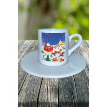 Yılbaşı  Noel Baba Baskılı Türk Kahvesi Fincanı Kişiye Özel Model 10