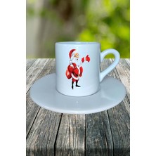Yılbaşı  Noel Baba Baskılı Türk Kahvesi Fincanı Kişiye Özel Model 9