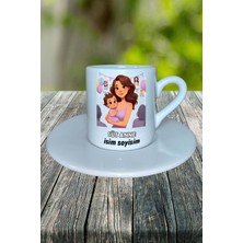 Süt Anne Meslek Baskılı Türk Kahvesi Fincanı Tabaklı Kişiye Özel Model 2